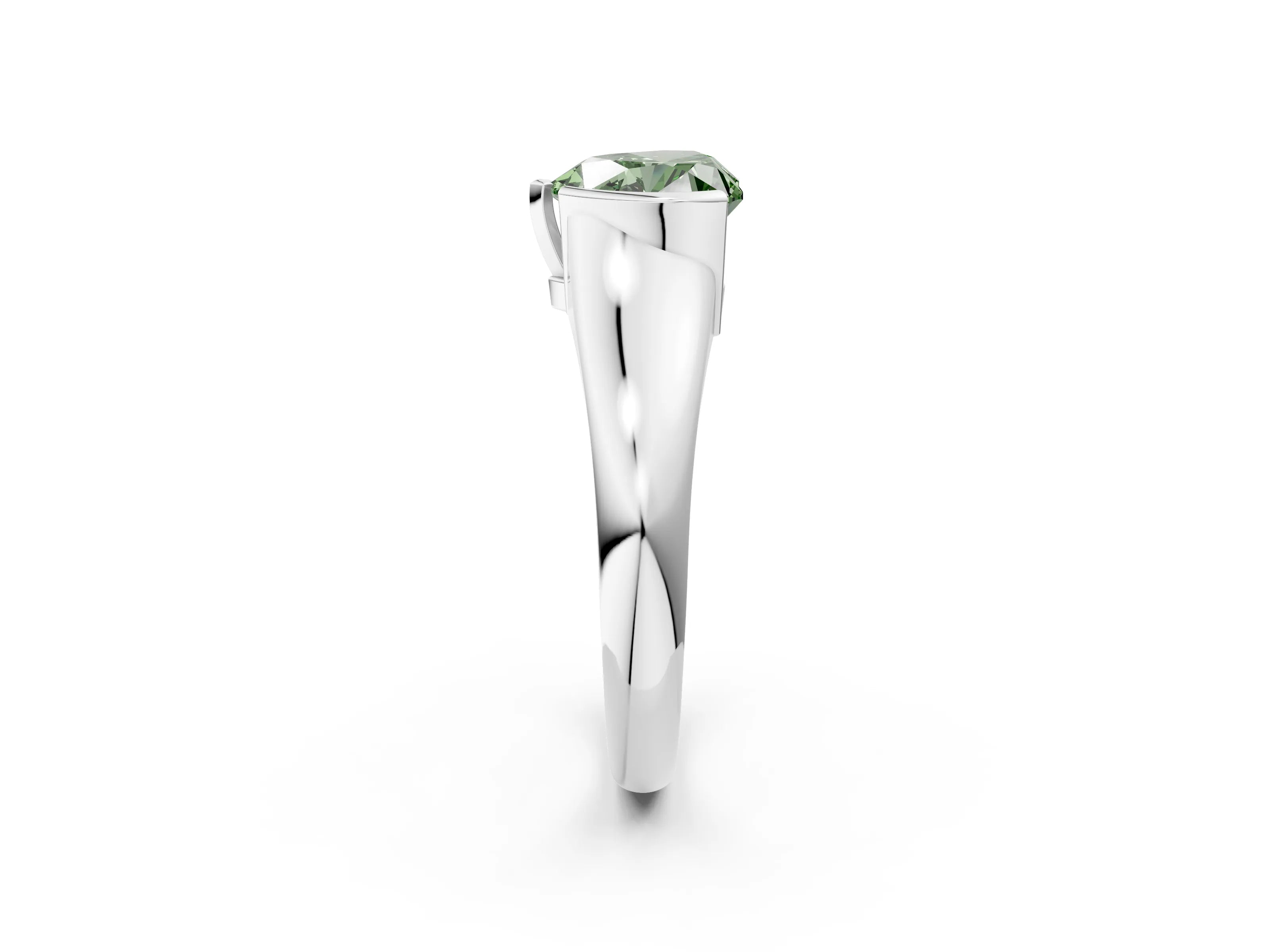 White gold Fancy Green Heart Cut Solitaire Tension Set Diamond Ring with Split Shank Band_14