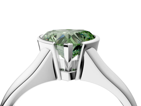 White gold Fancy Green Heart Cut Solitaire Tension Set Diamond Ring with Split Shank Band_16