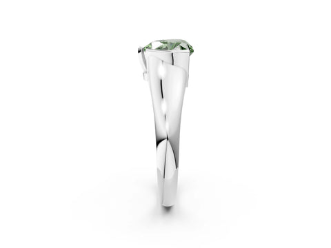 White gold Fancy Green Heart Cut Solitaire Tension Set Diamond Ring with Split Shank Band_2