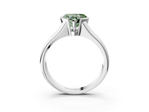 White gold Fancy Green Heart Cut Solitaire Tension Set Diamond Ring with Split Shank Band_3