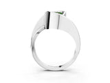 White gold Fancy Green Heart Cut Solitaire Tension-Set Diamond Split Shank Ring_3