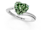 White gold Fancy Green Heart  Cut Solitaire Twist Band Ring with Four-Prong Setting_1