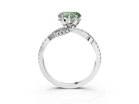 White gold Fancy Green Heart Cut Solitaire Twist Pave Diamond Engagement Ring with Prong Setting_27