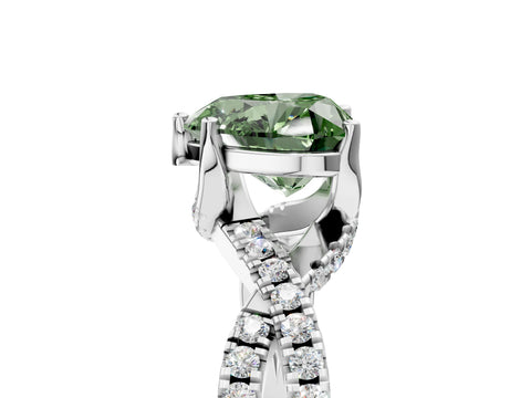 White gold Fancy Green Heart Cut Solitaire Twist Pave Diamond Engagement Ring with Prong Setting_29