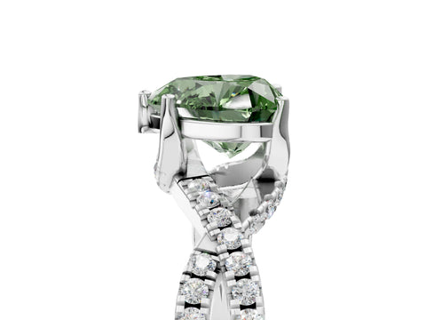White gold Fancy Green Heart Cut Solitaire Twist Pave Diamond Engagement Ring with Prong Setting_5