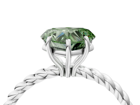 White gold Fancy Green Heart Cut Solitaire Twisted Band 4-Prong Ring_28