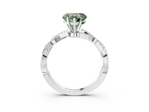 White gold Fancy Green Heart Cut Solitaire Twisted Pave Band with Four-Prong Setting_18