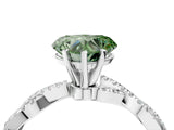 White gold Fancy Green Heart Cut Solitaire Twisted Pave Band with Four-Prong Setting_19