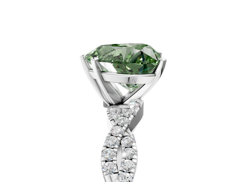 White gold Fancy Green Heart Cut Solitaire Twisted Pave Band with Four-Prong Setting_8
