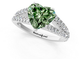 White gold Fancy Green Heart  Cut Split Shank Pave Diamond Engagement Ring with Four-Prong Setting_1