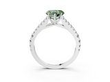 White gold Fancy Green Heart  Cut Split Shank Pave Diamond Engagement Ring with Four-Prong Setting_3