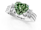 White gold Fancy Green Heart  Cut Three-Stone Channel Set Ring with Bar Prongs_1