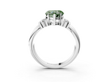 White gold Fancy Green Heart  Cut Three-Stone Channel Set Ring with Bar Prongs_3