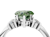 White gold Fancy Green Heart  Cut Three-Stone Channel Set Ring with Bar Prongs_4
