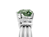White gold Fancy Green Heart  Cut Three-Stone Channel Set Ring with Bar Prongs_5