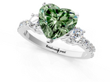 White gold Fancy Green Heart  Cut Three-Stone Diamond Pavé Band with Prong Setting_1