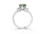 White gold Fancy Green Heart  Cut Three-Stone Diamond Pavé Band with Prong Setting_3