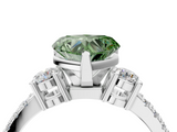 White gold Fancy Green Heart  Cut Three-Stone Diamond Pavé Band with Prong Setting_4