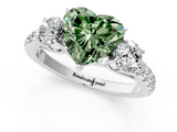 White gold Fancy Green Heart  Cut Three-Stone Diamond Pave Band with Prong Setting_18