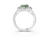 White gold Fancy Green Heart  Cut Three-Stone Diamond Pave Band with Prong Setting_20