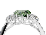 White gold Fancy Green Heart  Cut Three-Stone Diamond Pave Band with Prong Setting_21