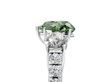 White gold Fancy Green Heart  Cut Three-Stone Diamond Pave Band with Prong Setting_22