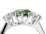 White gold Fancy Green Heart Cut Three-Stone Diamond Ring with Prong Setting on a Classic Band_10