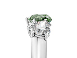White gold Fancy Green Heart Cut Three-Stone Diamond Ring with Prong Setting on a Classic Band_11