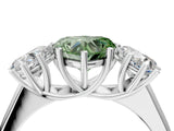 White gold Fancy Green Heart Cut Three-Stone Diamond Ring with Prong Setting on a Classic Band_16