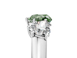 White gold Fancy Green Heart Cut Three-Stone Diamond Ring with Prong Setting on a Classic Band_17