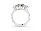 White gold Fancy Green Heart Cut Three-Stone Diamond Ring with Prong Setting on a Classic Band_9