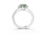 White gold Fancy Green Heart  Cut Three-Stone Solitaire Ring with Round Accent Diamonds and Four-Prong Setting_3