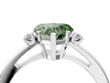 White gold Fancy Green Heart  Cut Three-Stone Solitaire Ring with Round Accent Diamonds and Four-Prong Setting_4