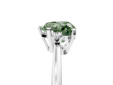 White gold Fancy Green Heart  Cut Three-Stone Solitaire Ring with Round Accent Diamonds and Four-Prong Setting_5