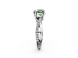 White gold Fancy Green Heart  Cut Twist Band Solitaire Diamond Ring with Pavé Setting_5