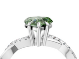 White gold Fancy Green Heart  Cut Twist Band Solitaire Diamond Ring with Pavé Setting_7