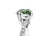 White gold Fancy Green Heart  Cut Twist Band Solitaire Diamond Ring with Pavé Setting_8