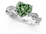 White gold Fancy Green Heart  Cut Twisted Pavé Band Solitaire Ring with Four-Prong Setting_1