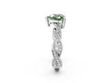 White gold Fancy Green Heart  Cut Twisted Pavé Band Solitaire Ring with Four-Prong Setting_2