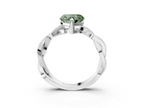 White gold Fancy Green Heart  Cut Twisted Pavé Band Solitaire Ring with Four-Prong Setting_3