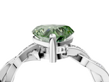 White gold Fancy Green Heart  Cut Twisted Pavé Band Solitaire Ring with Four-Prong Setting_4