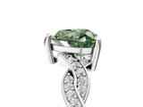 White gold Fancy Green Heart  Cut Twisted Pavé Band Solitaire Ring with Four-Prong Setting_5
