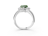 White gold Fancy Green Heart  Diamond Cluster Halo Ring with Solitaire Band and Four-Prong Setting_3