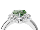 White gold Fancy Green Heart  Diamond Cluster Halo Ring with Solitaire Band and Four-Prong Setting_4