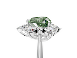 White gold Fancy Green Heart  Diamond Cluster Halo Ring with Solitaire Band and Four-Prong Setting_5