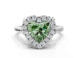 White gold Fancy Green Heart  Diamond Cluster Halo Solitaire with Four-Prong Setting_35