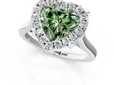 White gold Fancy Green Heart  Diamond Cluster Halo Solitaire with Four-Prong Setting_36