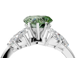 White gold Fancy Green Heart  Diamond Cluster Leaf Design Ring with Prong Setting_4