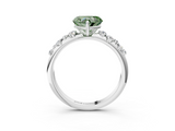 White gold Fancy Green Heart  Diamond Cluster Prong-Set Solitaire Ring_3
