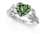 White gold Fancy Green Heart  Diamond Floral Vine Solitaire Engagement Ring_1